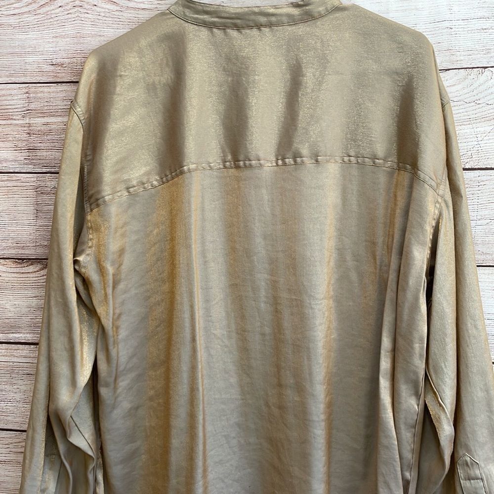 VINTAGE CAROLE LITTLE SPORT TUNIC TOP IN METALLIC GOLD - Picture 7 of 7